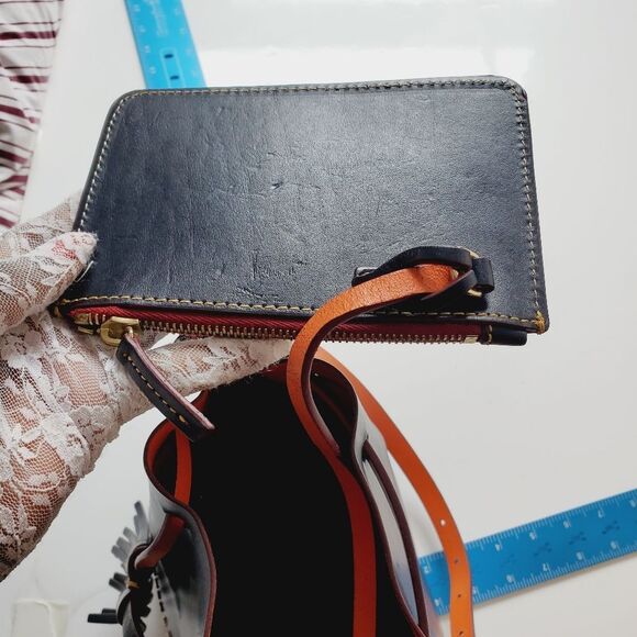 Dooney Bourke Serena Small Hobo Bucket Shoulder Bag Navy Orange - Picture 7 of 16